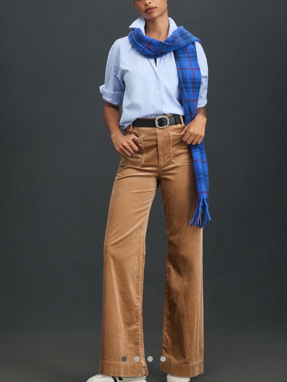 Maeve Wide-Leg Corduroy Jeans in Camel Brown